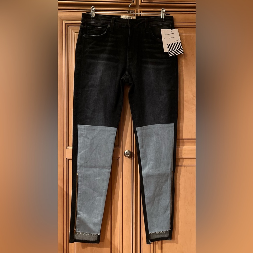 NWT Free People x Sandrine Rose Color Block Ankle Zipper Skinny Jeans - Picture 5 of 14